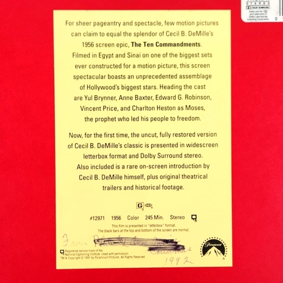 Cecil B. DeMille's The Ten Commandments VHS 35th Aniversary Edition Restoration - Picture 6 of 17